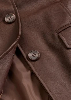bonprix Bekleidung·Hosen|Jacken & Mäntel^Lederimitat-Longblazer braun