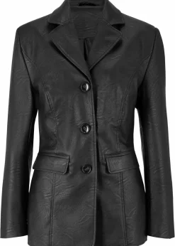 bonprix Jacken & Mäntel|Bekleidung·Hosen^Lederimitat-Longblazer schwarz