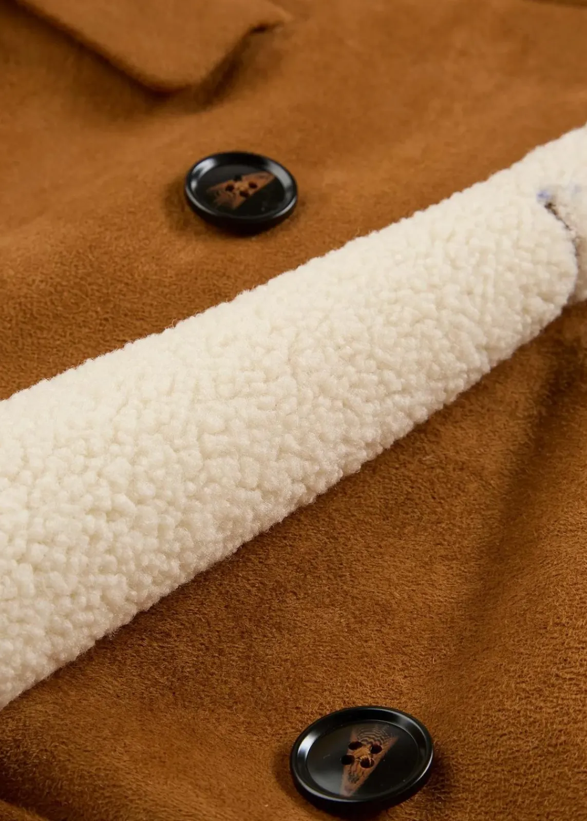 bonprix Bekleidung·Hosen|Jacken & Mäntel^Lederimitat-Mantel mit Teddy warm gefüttert cognac braun/naturbeige