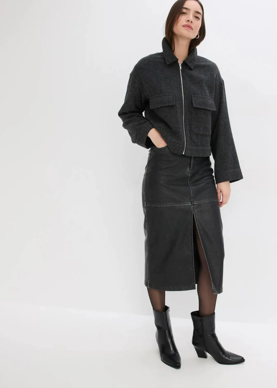 bonprix Röcke|Bekleidung·Sportbekleidung^Lederimitat-Rock terrabraun/nussbraun used