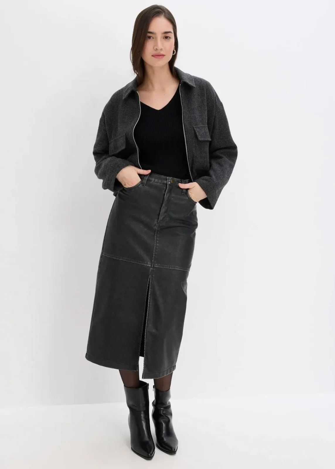 bonprix Röcke|Bekleidung·Sportbekleidung^Lederimitat-Rock terrabraun/nussbraun used