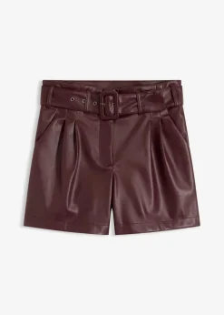bonprix Bekleidung·Outdoorbekleidung|Bekleidung·Kleider^Lederimitat-Shorts mit Gürtel weinrot