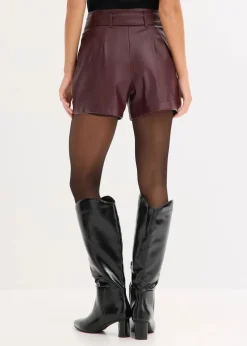 bonprix Bekleidung·Outdoorbekleidung|Bekleidung·Kleider^Lederimitat-Shorts mit Gürtel weinrot