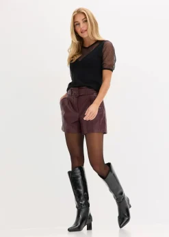 bonprix Bekleidung·Outdoorbekleidung|Bekleidung·Kleider^Lederimitat-Shorts mit Gürtel weinrot