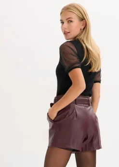 bonprix Bekleidung·Outdoorbekleidung|Bekleidung·Kleider^Lederimitat-Shorts mit Gürtel weinrot