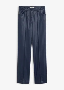bonprix Bekleidung·Kleider|Hosen^Lederimitat-straight Leg Hose mit Biese dunkelblau