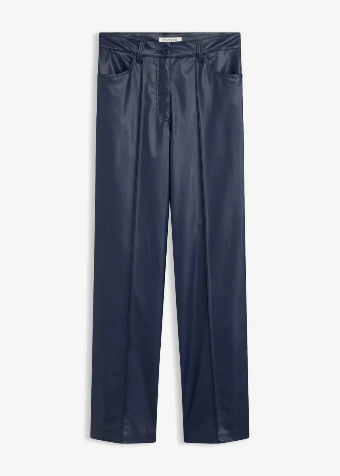 bonprix Bekleidung·Kleider|Hosen^Lederimitat-straight Leg Hose mit Biese dunkelblau