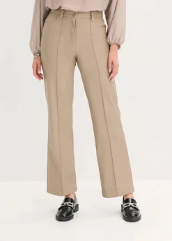 bonprix Hosen|Bekleidung·Kleider^Lederimitat-straight Leg Hose mit Biese taupe