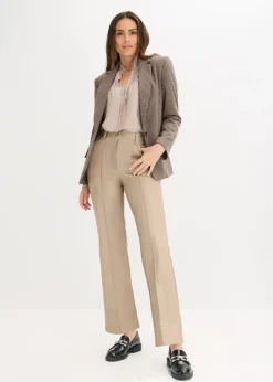 bonprix Hosen|Bekleidung·Kleider^Lederimitat-straight Leg Hose mit Biese taupe