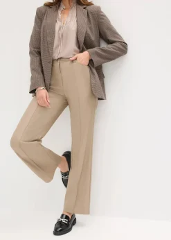 bonprix Hosen|Bekleidung·Kleider^Lederimitat-straight Leg Hose mit Biese taupe