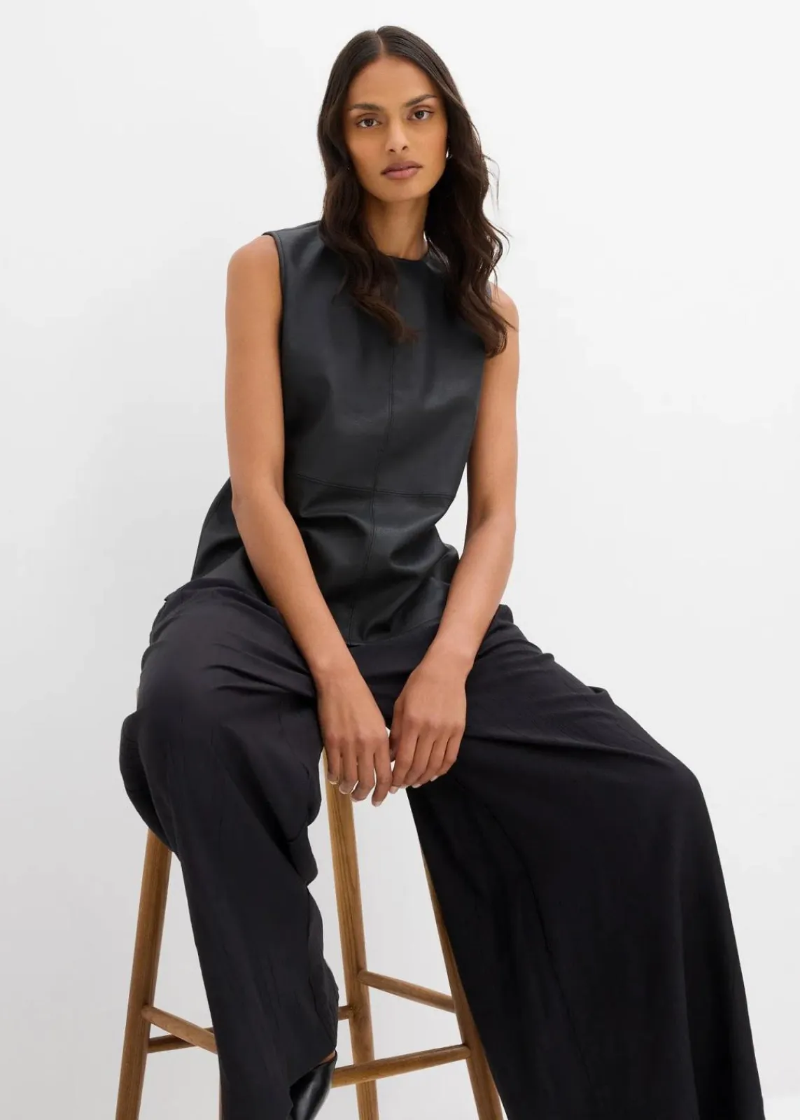bonprix Shirts & Tops^Lederimitat-Top schwarz