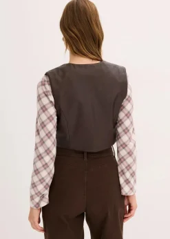 bonprix Jacken & Mäntel^Lederimitat-Weste im Used-Look dunkelbraun