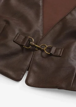 bonprix Jacken & Mäntel^Lederimitat-Weste im Used-Look dunkelbraun
