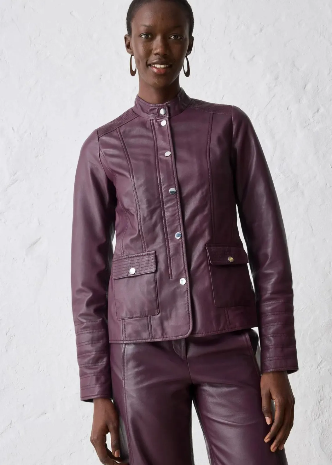bonprix Bekleidung·Hosen|Jacken & Mäntel^Lederjacke aus Lammnappa weinrot
