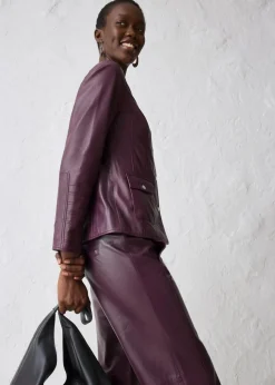 bonprix Bekleidung·Hosen|Jacken & Mäntel^Lederjacke aus Lammnappa weinrot