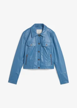 bonprix Premium|Jacken & Mäntel^Lederjacke aus Lammnappa wellenblau