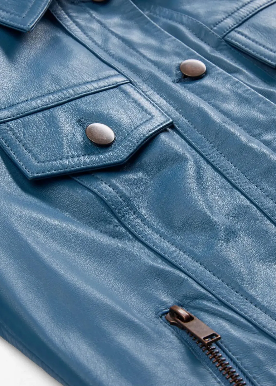 bonprix Premium|Jacken & Mäntel^Lederjacke aus Lammnappa wellenblau