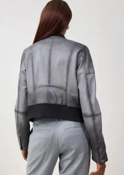 bonprix Bekleidung·Hosen|Jacken & Mäntel^Lederjacke aus Lammnappa grau/schwarz