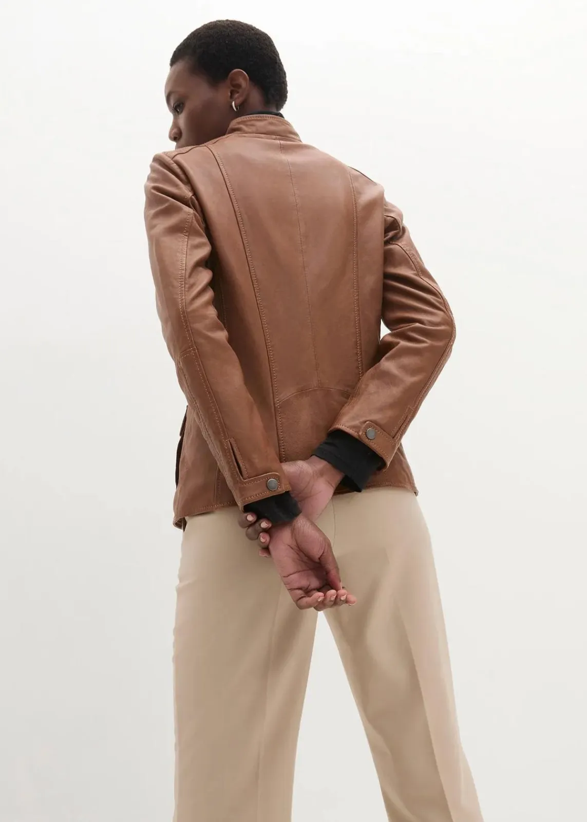 bonprix Premium|Nachhaltigere Materialien^Lederjacke aus Lammnappa cognac