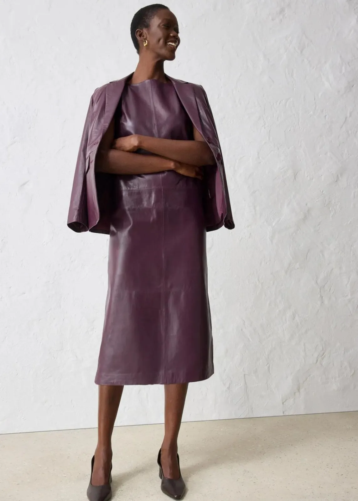 bonprix Kleider|Bekleidung·Pullover & Strickjacken^Lederkleid aus Lammnappa weinrot