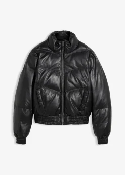 bonprix Bekleidung·Hosen|Premium^Leder-Steppjacke aus Lammnappa schwarz