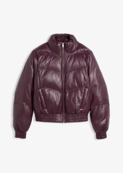 bonprix Jacken & Mäntel|Premium^Leder-Steppjacke aus Lammnappa weinrot