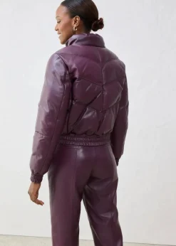 bonprix Jacken & Mäntel|Premium^Leder-Steppjacke aus Lammnappa weinrot