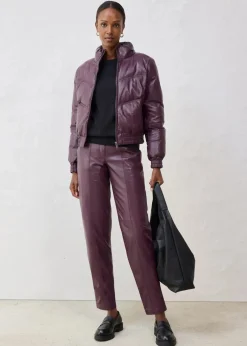 bonprix Jacken & Mäntel|Premium^Leder-Steppjacke aus Lammnappa weinrot