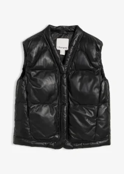 bonprix Jacken & Mäntel|Bekleidung·Hosen^Leder-Steppweste aus Lammnappa schwarz