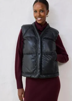 bonprix Jacken & Mäntel|Bekleidung·Hosen^Leder-Steppweste aus Lammnappa schwarz