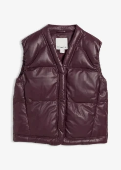 bonprix Bekleidung·Hosen|Jacken & Mäntel^Leder-Steppweste aus Lammnappa weinrot