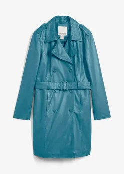 bonprix Bekleidung·Hosen|Premium^Leder-Trenchcoat aus Lammnappa pfeffergrün