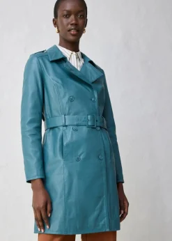 bonprix Bekleidung·Hosen|Premium^Leder-Trenchcoat aus Lammnappa pfeffergrün