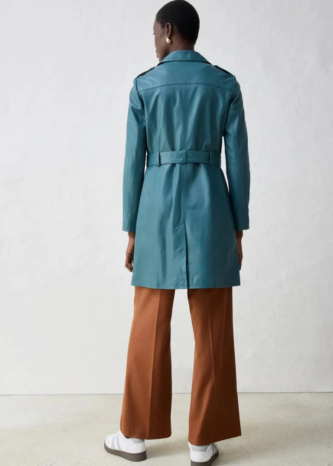 bonprix Bekleidung·Hosen|Premium^Leder-Trenchcoat aus Lammnappa pfeffergrün