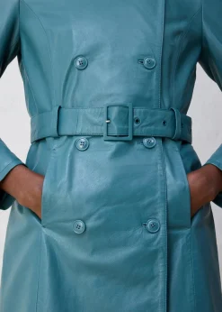 bonprix Bekleidung·Hosen|Premium^Leder-Trenchcoat aus Lammnappa pfeffergrün