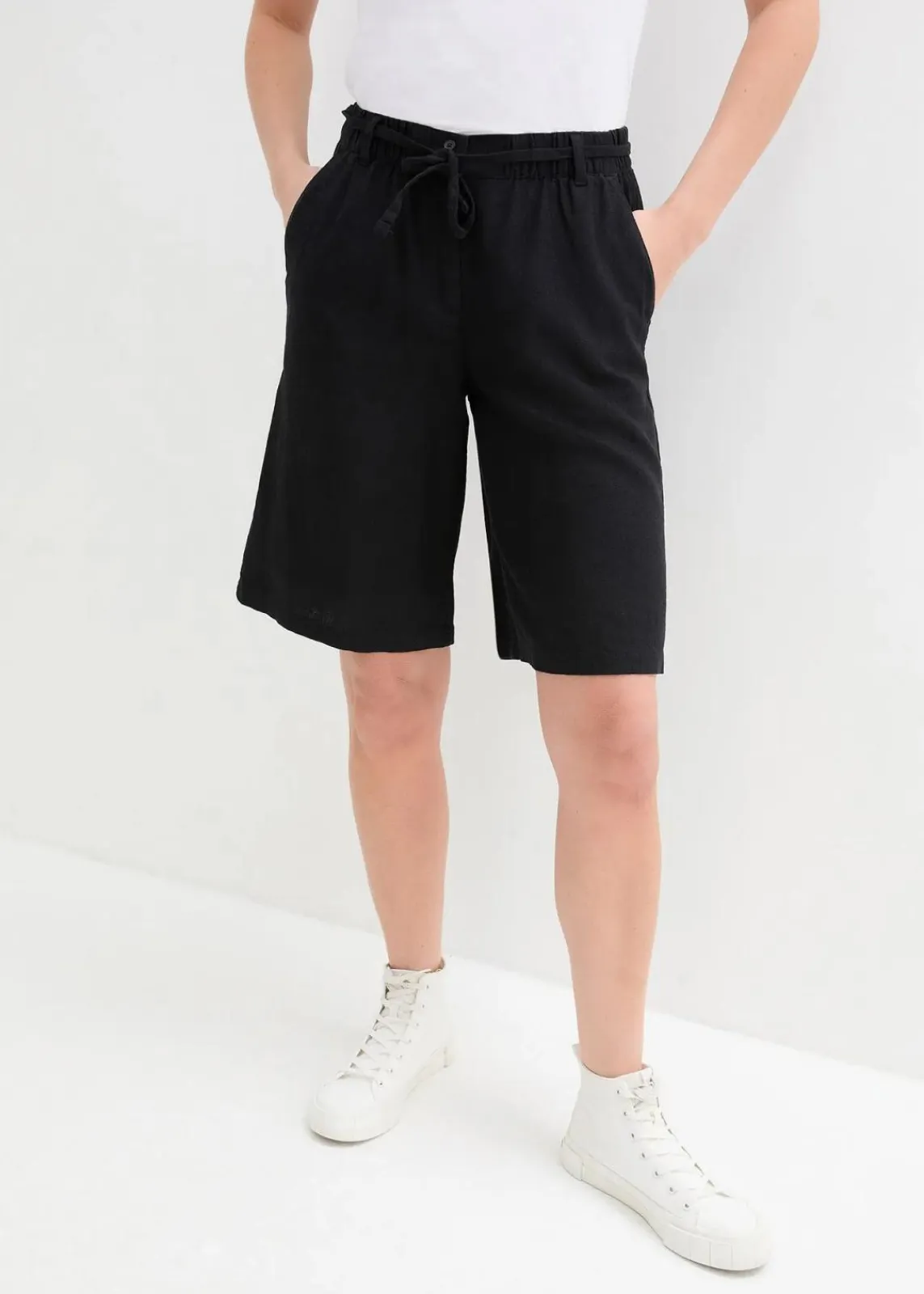 bonprix Bekleidung·Outdoorbekleidung|Bekleidung·Kleider^Legere Bermuda mit Leinen schwarz
