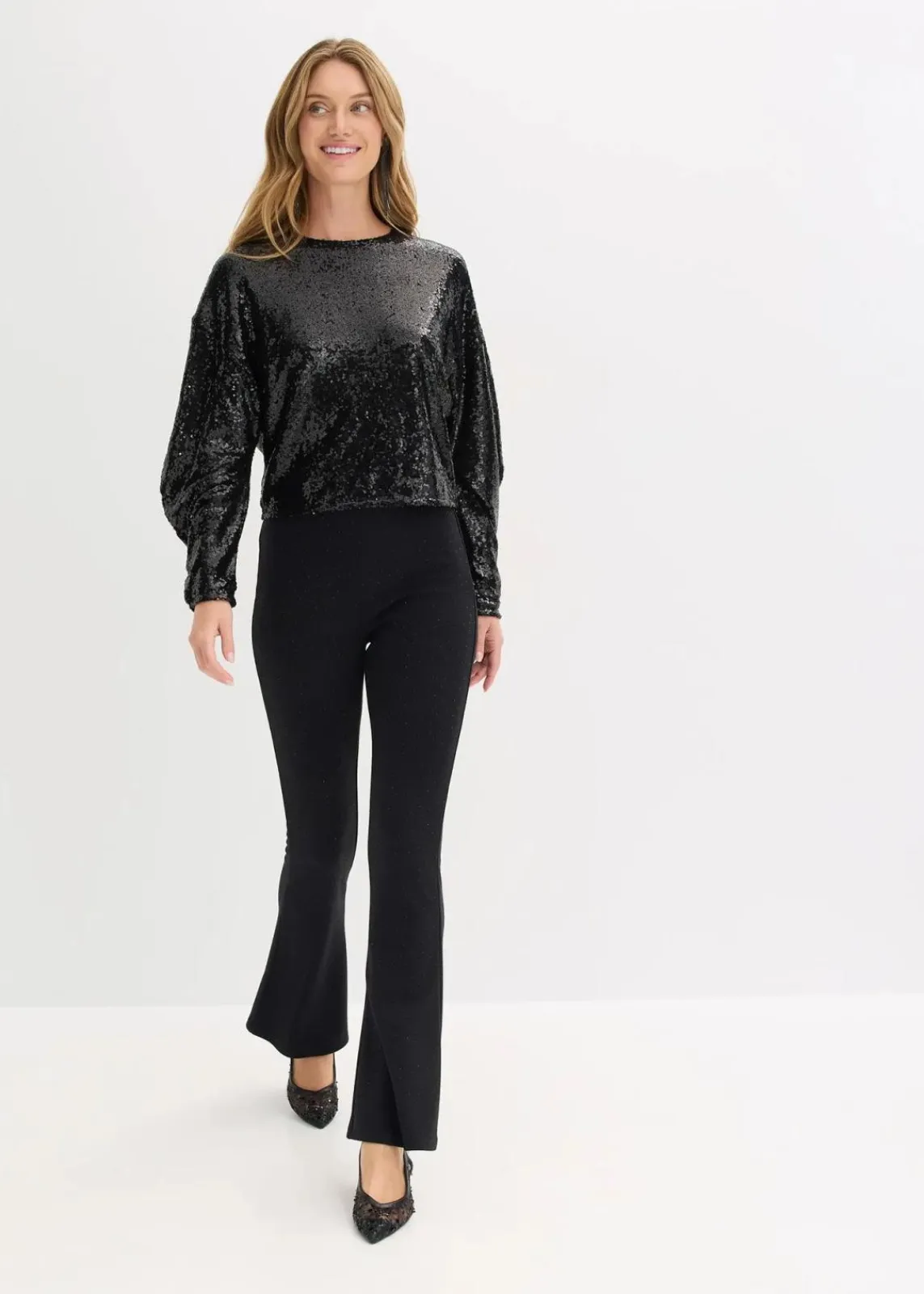 bonprix Bekleidung·Kleider|Nachhaltigere Materialien^Leggings aus bequemen Punto di Roma schwarz