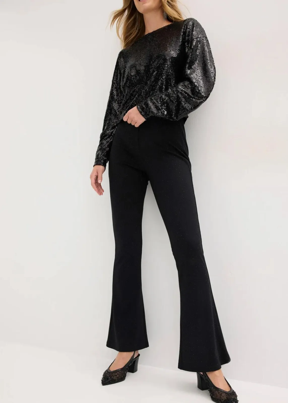 bonprix Bekleidung·Kleider|Nachhaltigere Materialien^Leggings aus bequemen Punto di Roma schwarz