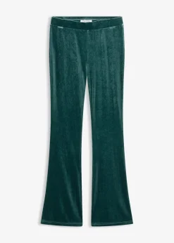 bonprix Hosen^Leggings aus softem Samt tiefgrün