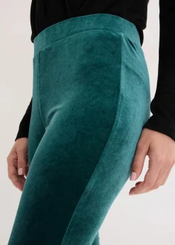 bonprix Hosen^Leggings aus softem Samt tiefgrün