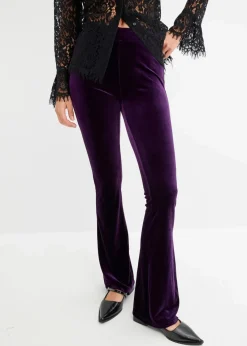 bonprix Hosen^Leggings aus softem Samt dunkellila