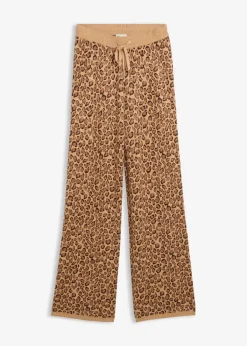 bonprix Bekleidung·Kleider|Nachhaltigere Materialien^Leggings aus Strick dunkelbraun leo bedruckt