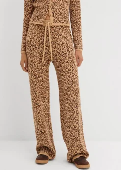 bonprix Bekleidung·Kleider|Nachhaltigere Materialien^Leggings aus Strick dunkelbraun leo bedruckt
