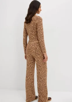 bonprix Bekleidung·Kleider|Nachhaltigere Materialien^Leggings aus Strick dunkelbraun leo bedruckt
