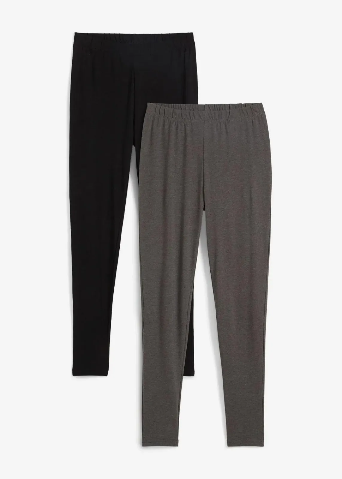 bonprix Basics|Bekleidung·Kleider^Leggings (2er-Pack) anthrazit meliert + schwarz