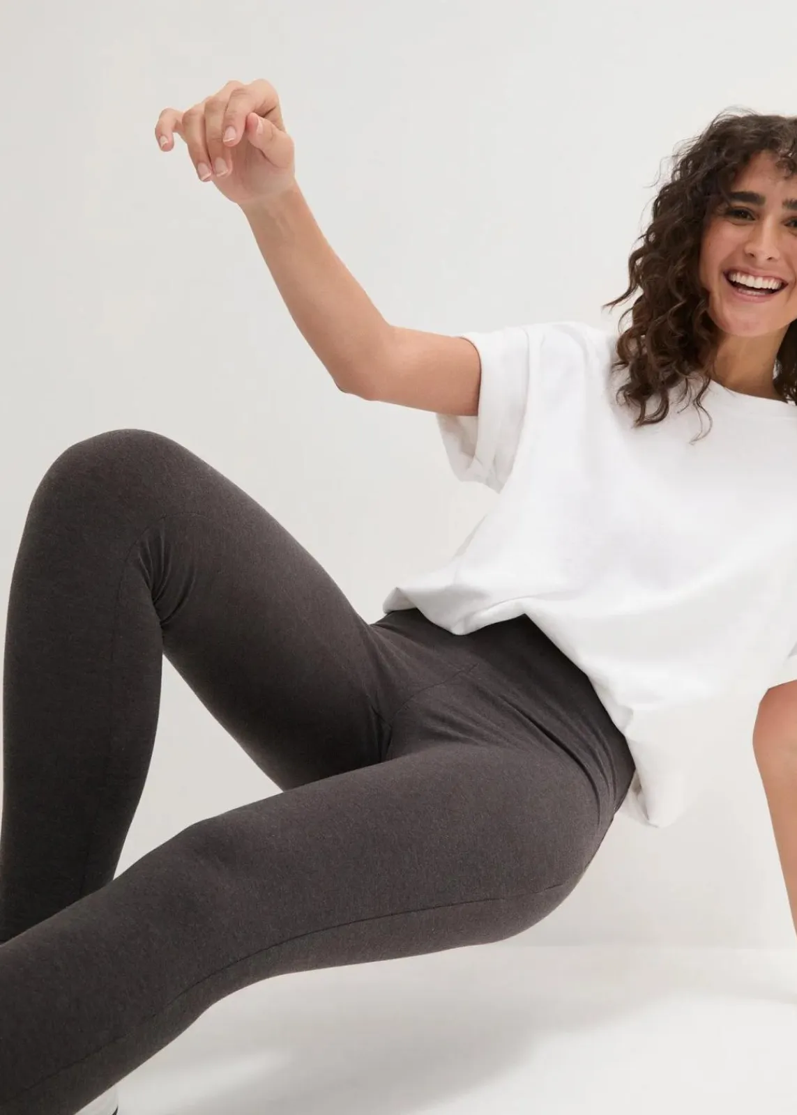 bonprix Basics|Bekleidung·Kleider^Leggings (2er-Pack) anthrazit meliert + schwarz
