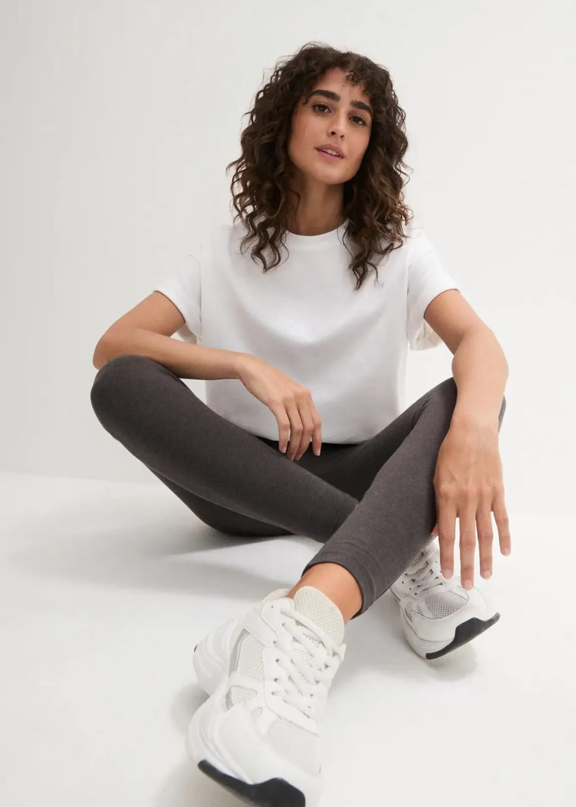bonprix Basics|Bekleidung·Kleider^Leggings (2er-Pack) anthrazit meliert + schwarz