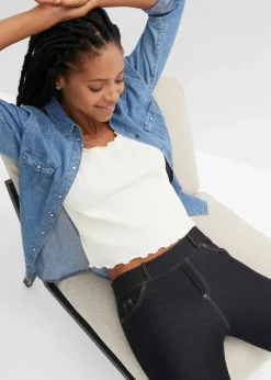 bonprix Bekleidung·Kleider|Hosen^Leggings in Jeansoptik black stone