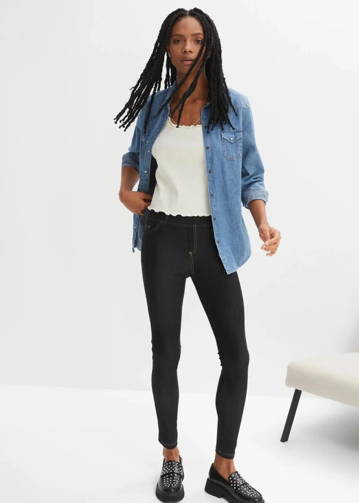 bonprix Bekleidung·Kleider|Hosen^Leggings in Jeansoptik black stone