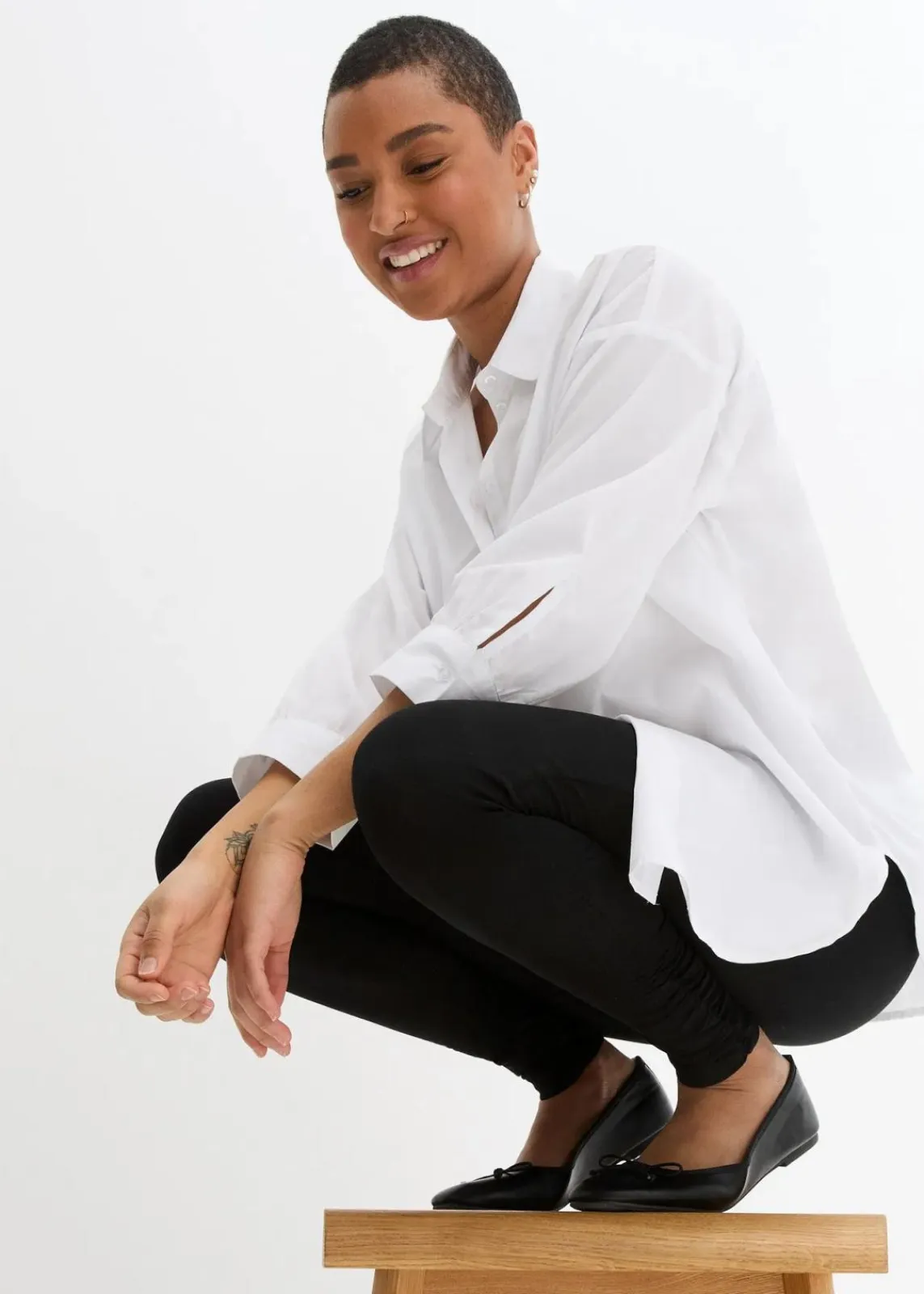 bonprix Bekleidung·Kleider|Hosen^Leggings mit breitem Bequembund schwarz